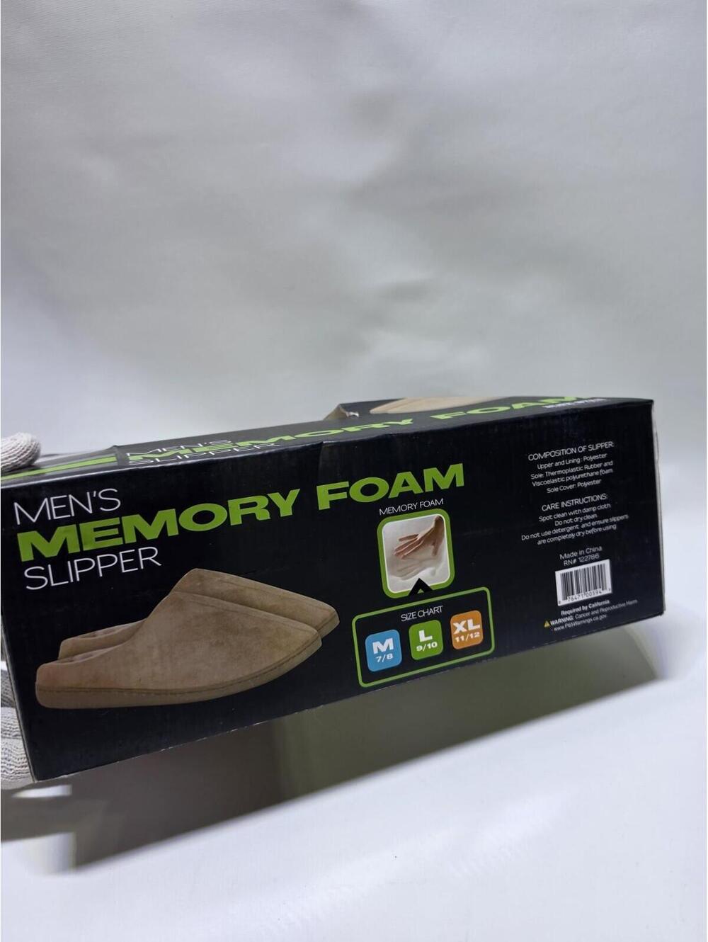Blue Star Men's Memory Foam Slip-On Slippers Beige Polyester Rubber Sole 9-10 M - Picture 4 of 6
